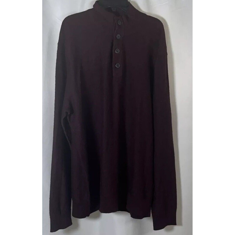 Red Ale Burgundy Men’s Long Sleeve Pullover Sweater Mock Neck Buttons Size XL